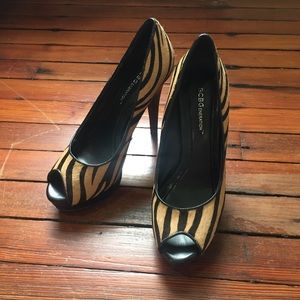 BCBGeneration Tiger Striped Fur Heels